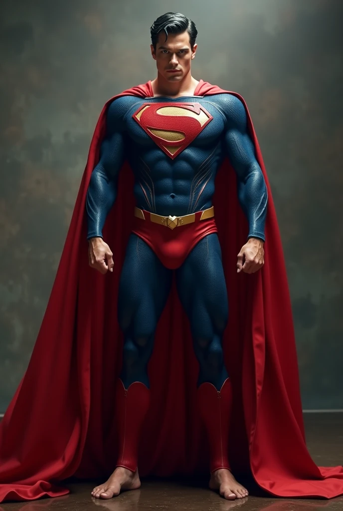 Superman as a realistic human man, (masterpiece), best quality, hyper-detailed, (((NSFW, erotic, full body shot, muscular hips-butt-legs, large cock, big cock, legs spread, dripping wet, high quality fingers, normal hands, detailed fingers,masterpiece, (realistic, photo-realistic:1.37), handsome face, perfect illumination, beautiful detailed eyes,looking at viewer, stunningly attractive man, detailed hairstyle,detailed, (sweat:1),