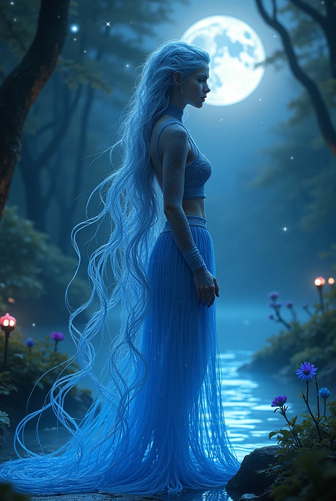 Half-human with long hair