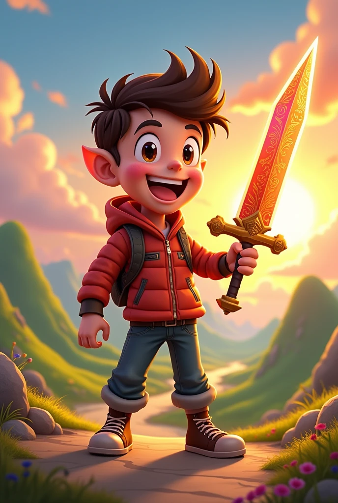 male character, toon style, with sword