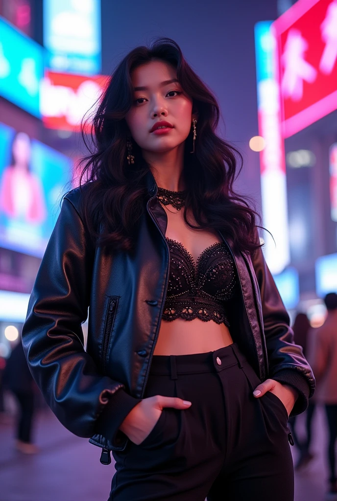 Kpop singer named Soo-ha with black wavy hair, Korean and with great style.  Generate 2 different images 