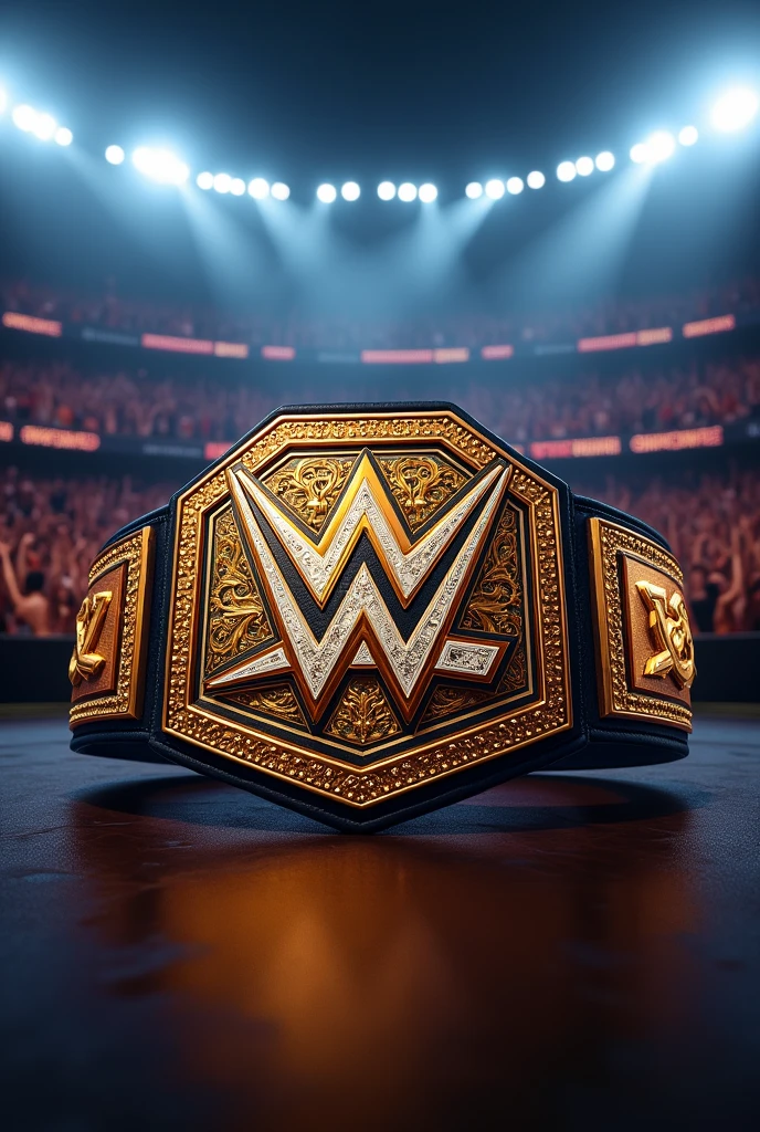 A heavyweight wrestling belt from a company called awt4