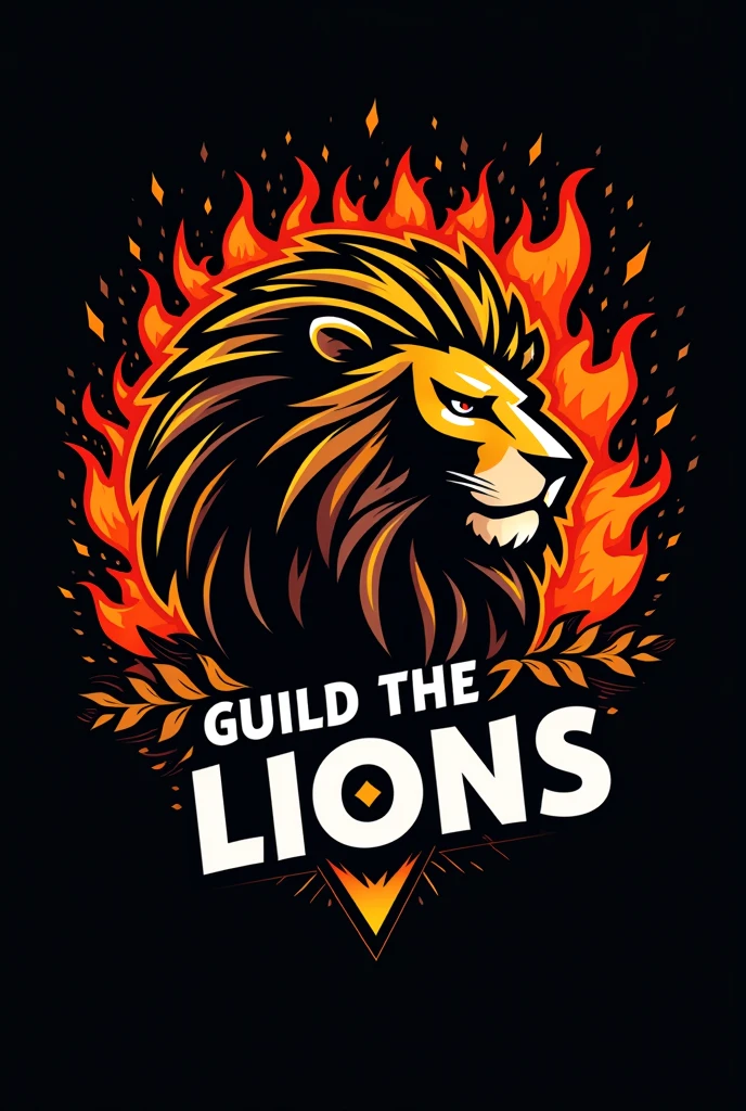 Lion logo with the inscription "Guild The Lions" plus a Free Fire theme 