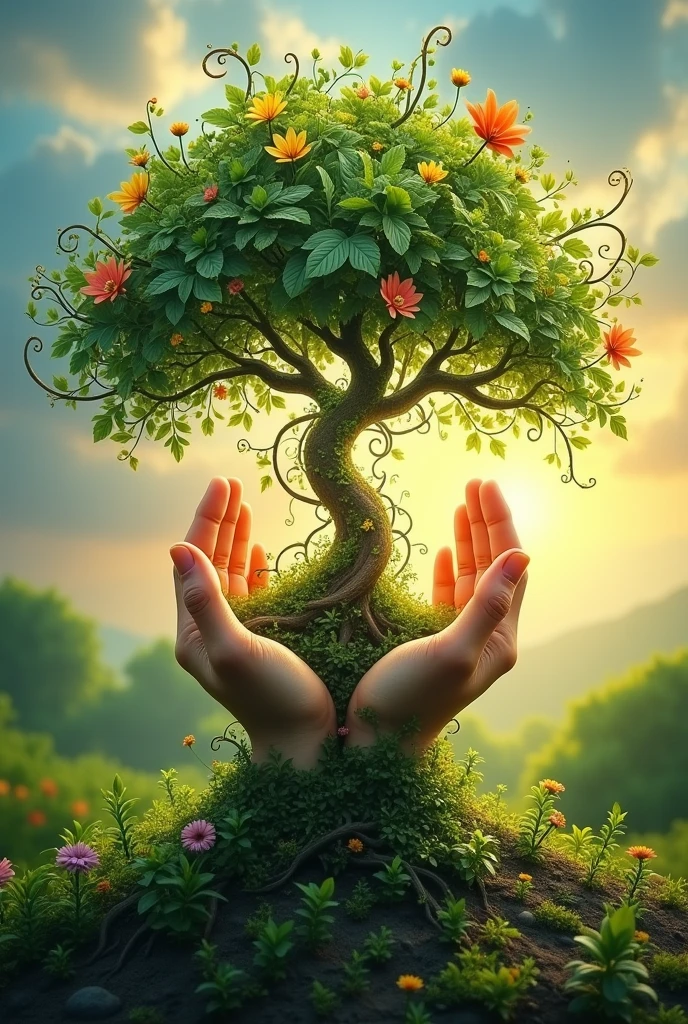 Hands with a tree of life
