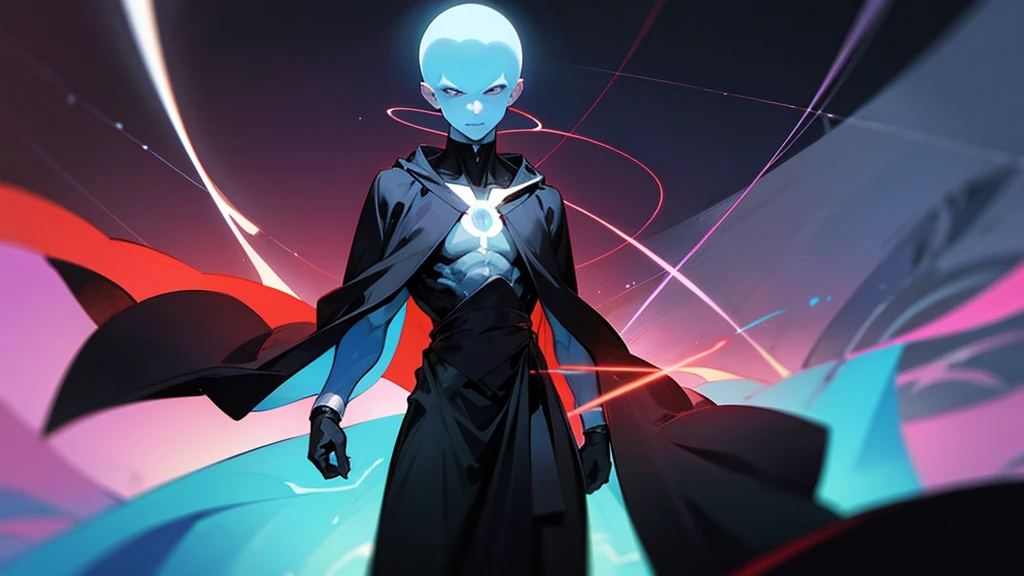 Make Dr Manhattan with a black robe and a red badge
