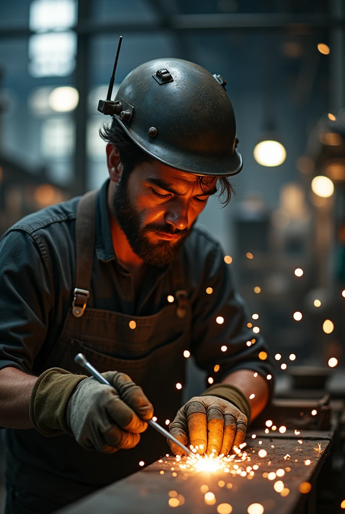 Man working hard