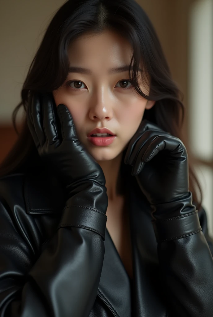 (1990s amateur 4K hyper-realistic black leather gloves handjob photograph:1.8), 2 Korean actress female, (1990s an artistic representation of 49-year-old Korean fashion model actress wearing hyper-realistic black leather long gloves and double trench long coats full body:1.8 and A housewife cumshots profusely with a long black leather glove, cumshots in the face with a long black leather glove, teases her pussy with a long black leather glove with a smile, and squirts housewife with toy penis resting on her face:1.8), nice big cock,(Lots of with long black leather gloves and facial with long black leather gloves housewife), (4K hyper-realistic black leather long gloves fellatio cumshot over, 4K hyper-realistic black leather long gloves cum over, 4K hyper-realistic black leather long gloves cum over on face, (4K hyper-realistic black leather long gloves cum over in mouth, thick cocks), 4K hyper-realistic black leather long gloves cumshot, her hyper-realistic black leather long gloves and hyper-realistic black leather trench long coat full body:1.8, technicolor film, film grain, 1980s, pleasure, playful smile, 4K hyper-realistic black leather double trench long coats, 4K hyper-realistic black leather long gloves cum over on tongue, hyper-realistic black leather long gloves and lots of cum over on face, Here is she strokes his cock with cum shot over hyper-realistic black leather long gloves.
