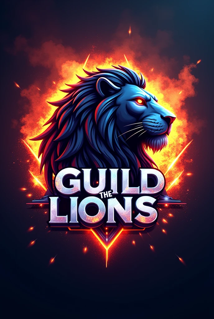 Lion logo written Guild the Lions 1 plus free fire theme  