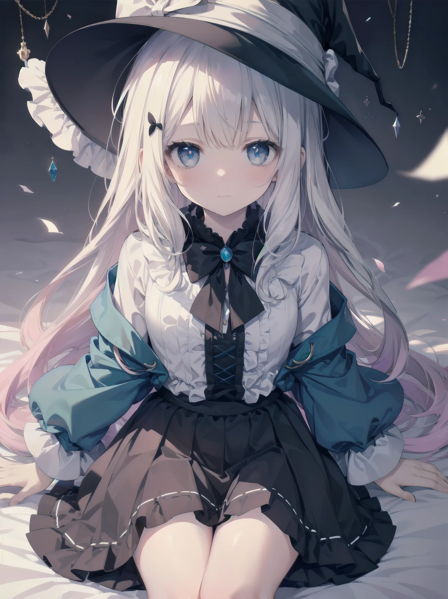 🎶, (🧙♀️), ✡, ✨(black hat), , Alice in Wonderland, Alone, very beautiful, cute, adorable, embarrassed, alone, blue eyes, white skin、look at viewer、looking up,kawaiitech, pastel colors, kawaii, cute colors,Alice in Wonderland, alone, very beautiful, cute, adorable, embarrassed, alone, blue eyes, white skin,skirtlift