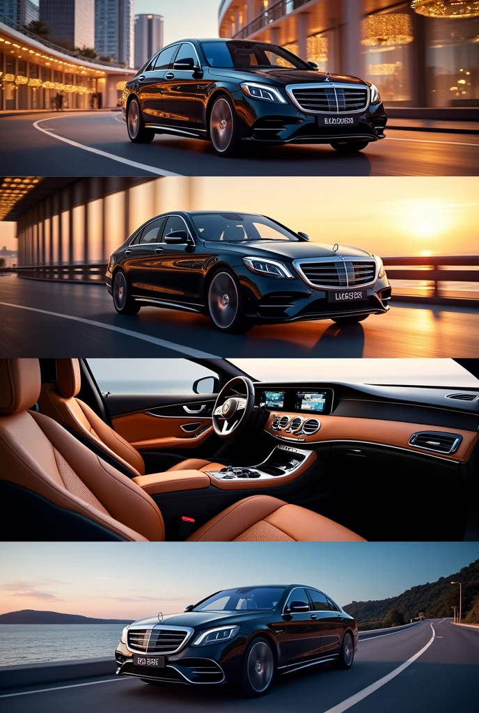  Mercedes-Benz S-Class from the script,generates 4 horizontal images,that represent each of the phrases in the SCRIPT  .