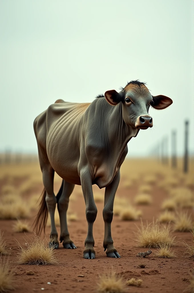 Une vache maigre et affreuse