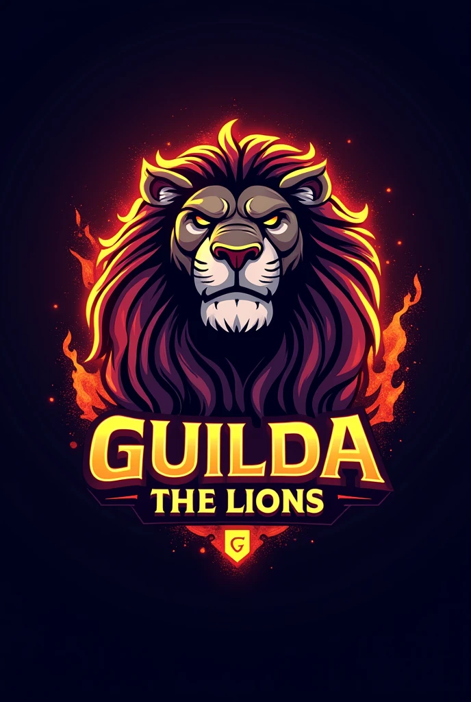 Logo of a lion written" guilda the lions 1 " more free fire theme