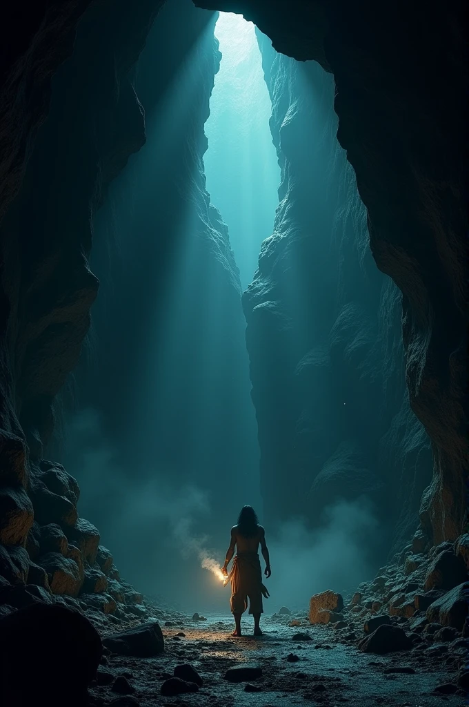 **The cave walls began to close in, and Vikram had already fled, leaving Arjun alone.**
*The cave’s walls starting to shift and close in, creating a sense of impending doom as Arjun stands alone, with no sign of Vikram in sight.*