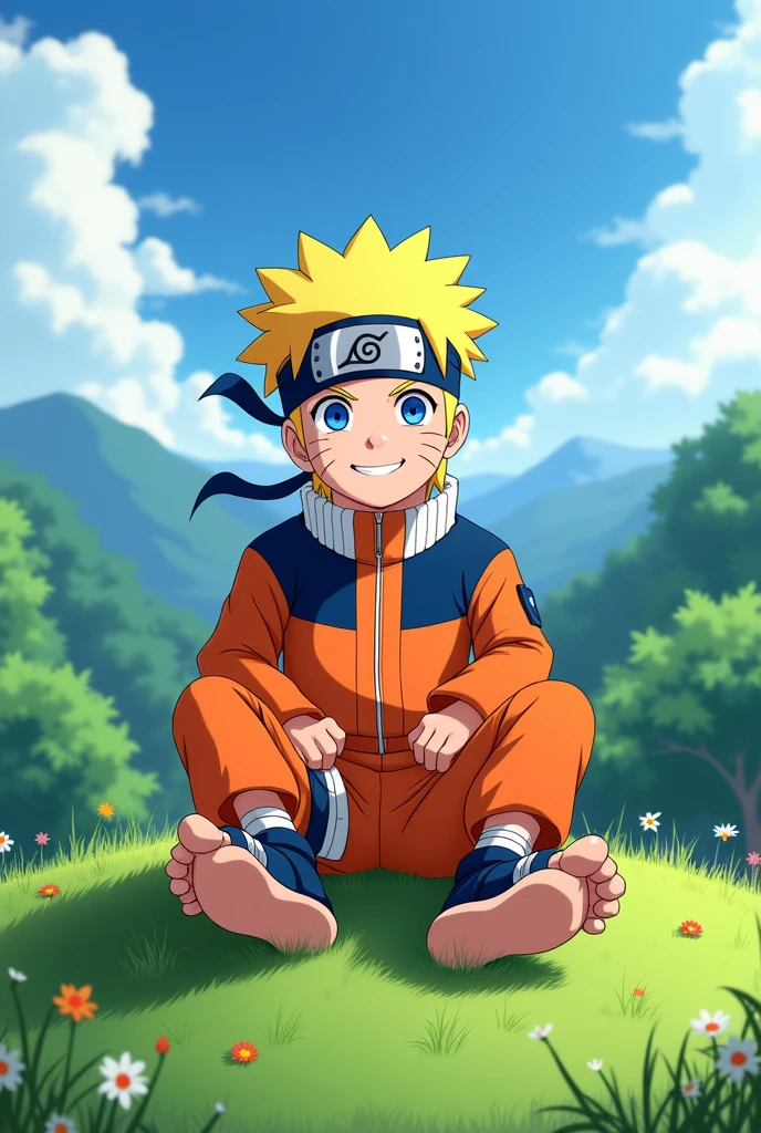 Anime boy naruto show his feet 