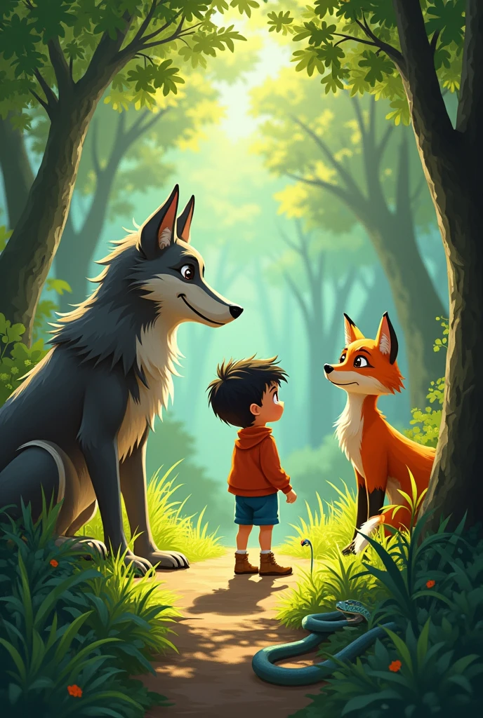 Coexistence with good and evil.
(CAMILO) a house child, he is walking when he comes across a wolf (deceived) and they have the following conversation:
lobo: MMMMMMM….. You are a very healthy child, aren't you?
CAMILO: Hello Wolf interesting point of view you have about me, but it's not to criticize or judge you, you look a little dangerous and strange.
lobo: Don't believe everything they say I'm your friend if you let me.
CAMILO: How do I know I'm not going to be your dinner today ?
lobo: Why do you trust me.
At that moment a Fox appears (Lie) that comes out of the dark forest.
zorro: It is true that not all wolves are bad.
lobo: If I just want to eat… (tose) I say we just want to be your close friends isn't that right fox.
zorro: Of course, I would never lie about something like that, and even less with a .
CAMILO: I invite you to my house at 3 pm along with my family.
(Camilo leaves happy to have made new friends.)
lobo: Fox I didn't ask for your help but since you have granted it I will have to give you half of my banquet but I need a plan so they don't suspect us.
( at that moment a snake that was listening to the conversation, which fills her with intrigue and she approaches)
SNAKE: I see they don't know how to deceive that family, but I have the perfect trap for them.
zorro: Maybe it's a good idea to include it, we would be good and we would all have a small reward.
lobo: Yes, to get my dinner I have to share it I think it's the best.
zorro: Have snake tell us your plan.
SNAKE: Okay as you know we have to grab paint and create and create some impressive and elegant costumes.
lobo: Because?
SNAKE: Do you think when they see the three of us they will let us pass.
zorro: Ja seria una locura si eso pasar y con nuestra reputacion
lobo: I want to be a hen.
zorro: I a deer.
SNAKE: And I a rabbit.
( Juntos se fueron a las 3 por su comida entraron a la casa y el almuerzo estuvo normal hasta que llegó como invitada la sheep!!!!!)
sheep (trust) : Hello good
