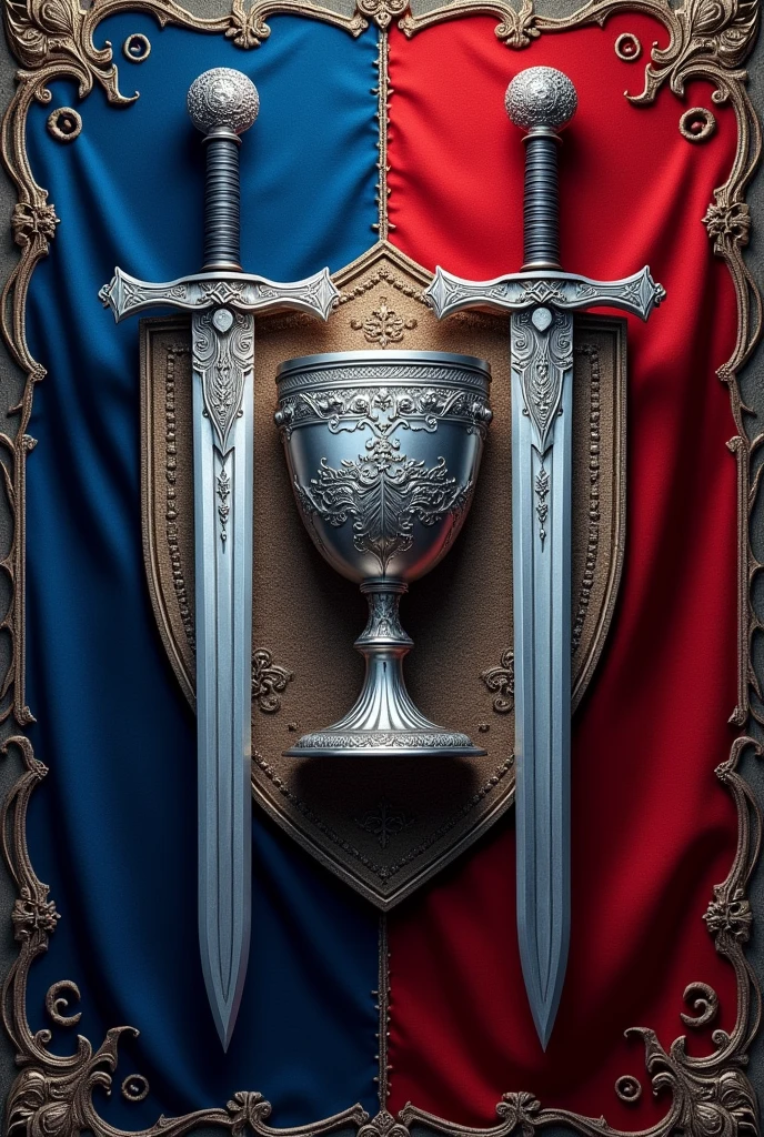 Flag of a Silver Chalice with Embedded Swords and a Shield