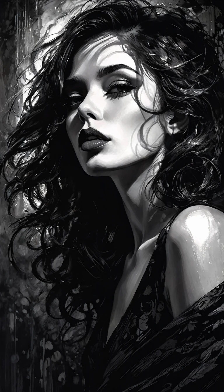 ✨🤟😁🤗😍😆👍🙌✨👩👩👦👦sex sex sex ✨✨ ❗ 🙏😁❤, sexy, black and white image, between shadows, oil painting, chiaroscuro, sensual, dramatic lighting, moody atmosphere, photorealistic, intricate details, masterpiece, ultra-detailed, high quality, 8k, best quality, realistic, cinematic, dark and brooding, expressionistic, powerful composition, emotional impact, Bill Sienkiewicz inspired art,(best quality,4k,8k,highres,masterpiece:1.2),ultra-detailed,(realistic,photorealistic,photo-realistic:1.37),intricate details,vivid colors,sharp focus,professional,Dave McKean artwork, oil touch of surrealism,oil painting style,portrait,woman,beautiful detailed eyes,beautiful detailed lips,dreamlike atmosphere,shadow play,soft lighting,playful pose,minimalist room,dark hues,ethereal background,fantasy elements,texture,layered composition.