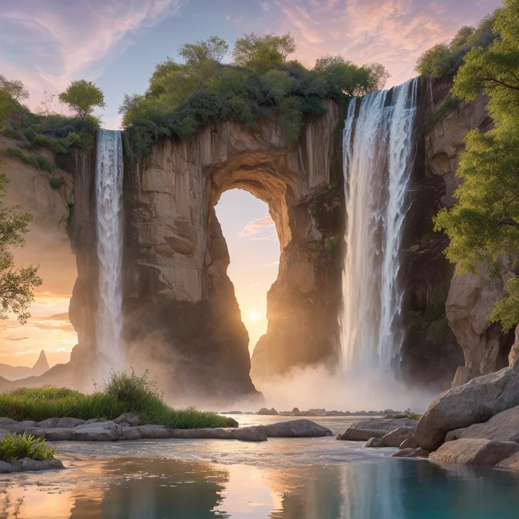 (8k, highest quality, masterpiece, final fantasy style: 1.2), (unRealistic, photoRealistic: 1.37), Dreamy landscape, epic scenes, sunset, Fantasy, Unsurreal landscapes, Super detailed, Flying futuristic  Castle, Floating Island in the Sky, Seven-colored swirl of light, Intense lightning, nebulas,Complex Light, Colored light, blue clear Large Lake, Starry sky reflected on the lake surface, Countless shining stars, Meteors,  Reflections , (A pillar of light emanated from the ground:1,2), (((roses and orchids gardens , bright sunset, pink and blue clouds, waterfalls in the sky, realistic style))), Hyperrealistic drawing , burning futuristic skyscrapers, , timeless realms, healing light magic effect, in a crystal clear blue magical lagoon of the fairyland, crystal clear waters with silver surface reflections, sharp focus, (close-up:0.9), (bright white theme:1.2), (bright white tone:1.2), (deep blue tone:1.3),((( realistic, Hyperrealism, vivid colours , landscapes , alien nature , science fiction themes))), mountains and abyss, water resources and waterfalls , fog , a mesmerizing beautiful woman sitting in the shallow lake, her reflections on the surface of the lake , long brunette hair, white blouse