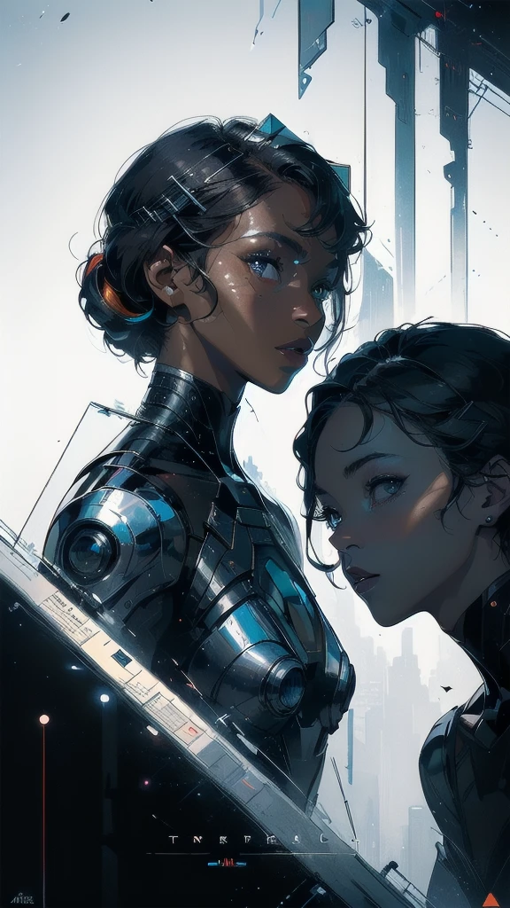 (((masterpiece, highest quality))),(((solo:1.2))),(((1girl:1.2))),32k wallpaper, very detailed, poster, vintage science fiction,(((((geometric cinematic movie poster))))), ((((bauhaus)))),(((abstract))),((((mid century modern)))),(((((portfolio))))),(((((Close-up))))),(((((bust up))))),((((more various angle)))),(((highlight))),((((heterochromia)))),(((complete. detailed face))),(((Extremely talented))),(((most complecated machine))),(((Overall colorfully))),((((((Absolutely simple background)))))),(((black skin)))