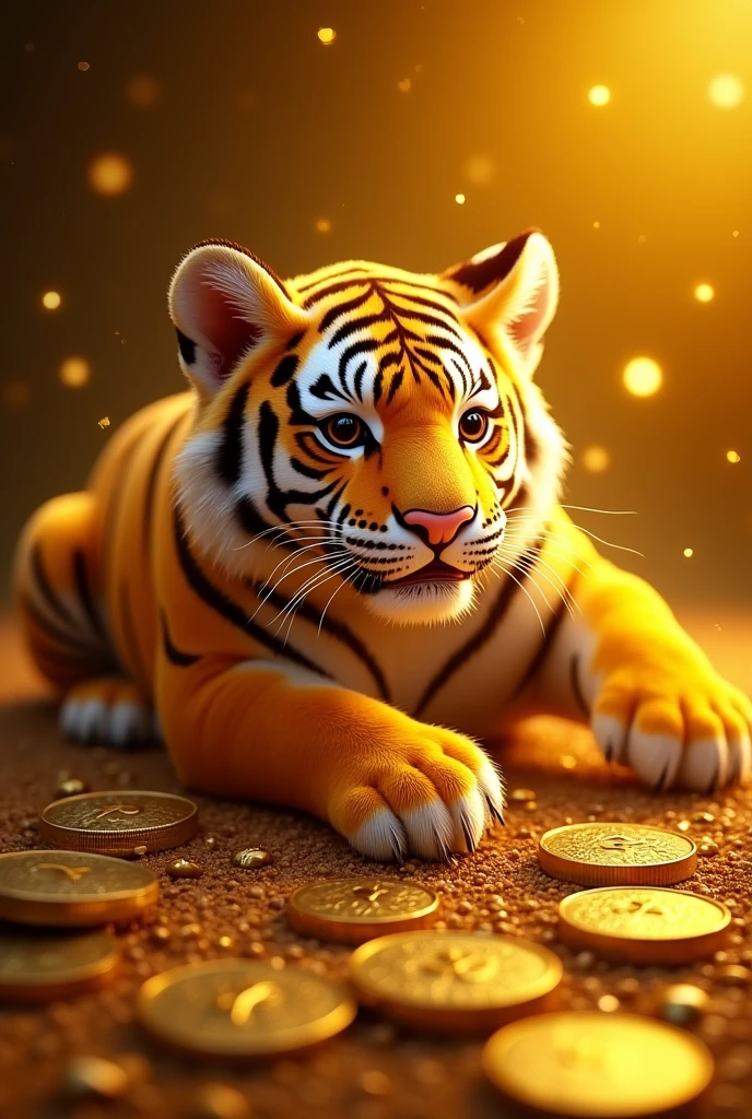 Pile of gold, Gold coins, ((tiger)), Gold coins이 하늘에서 쏟아진다. Dazzling golden, golden light, The Golden Box, Gold Coin,