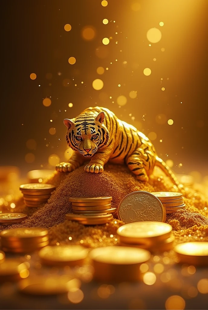 Pile of gold, Gold coins, ((tiger)), Gold coins이 하늘에서 쏟아진다. Dazzling golden, golden light, The Golden Box, Gold Coin,