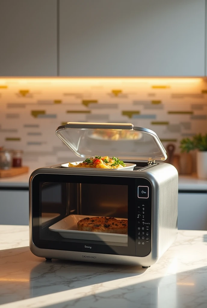 Create a modified microwave. With its door facing upwards.
Length: 27cm
Depth: 18cm
Height: 15cm