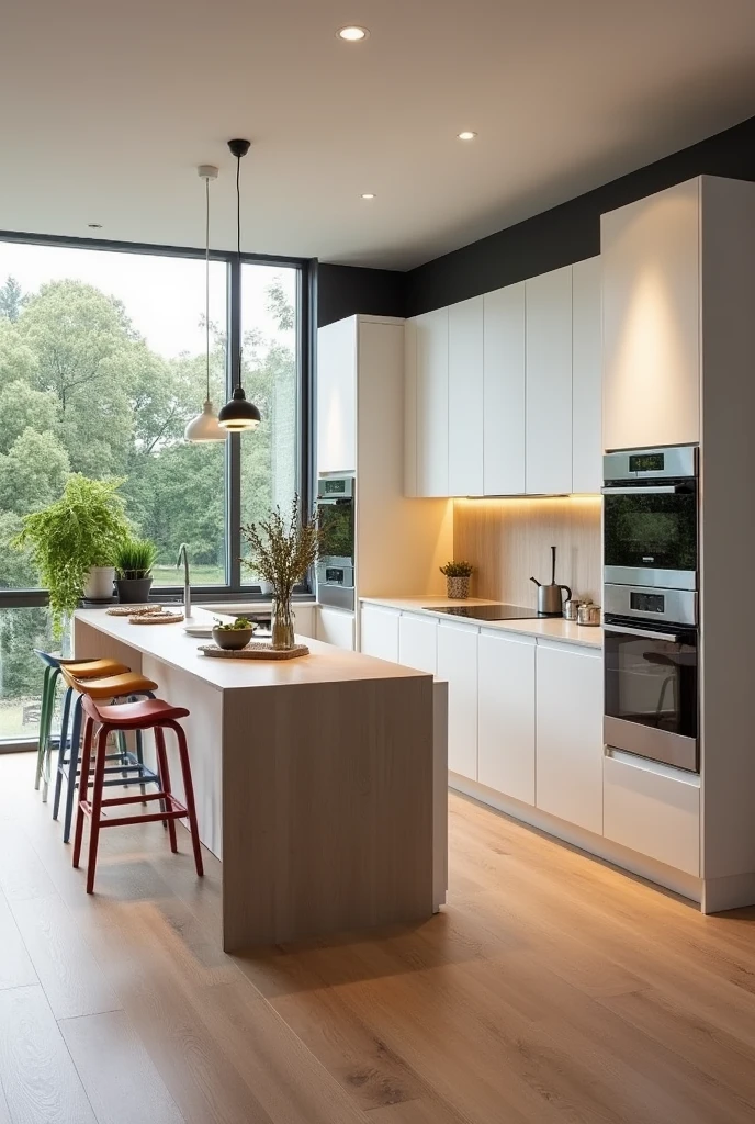 L-shaped kitchen design with 1.30 metro