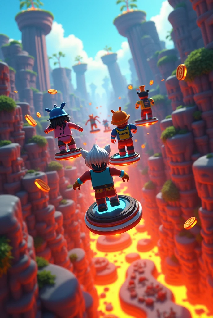 Roblox characters doing an Obby and lava rising