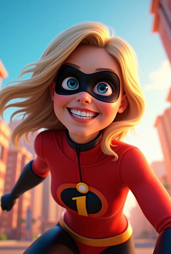 Elastigirl from incredibles kissing the camera