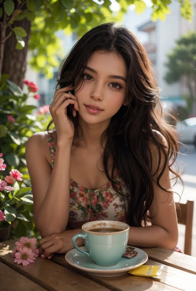 Beautiful Brazilian woman studying