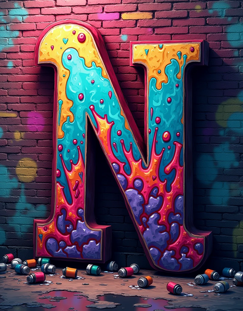 Initial letter N with special graffiti design