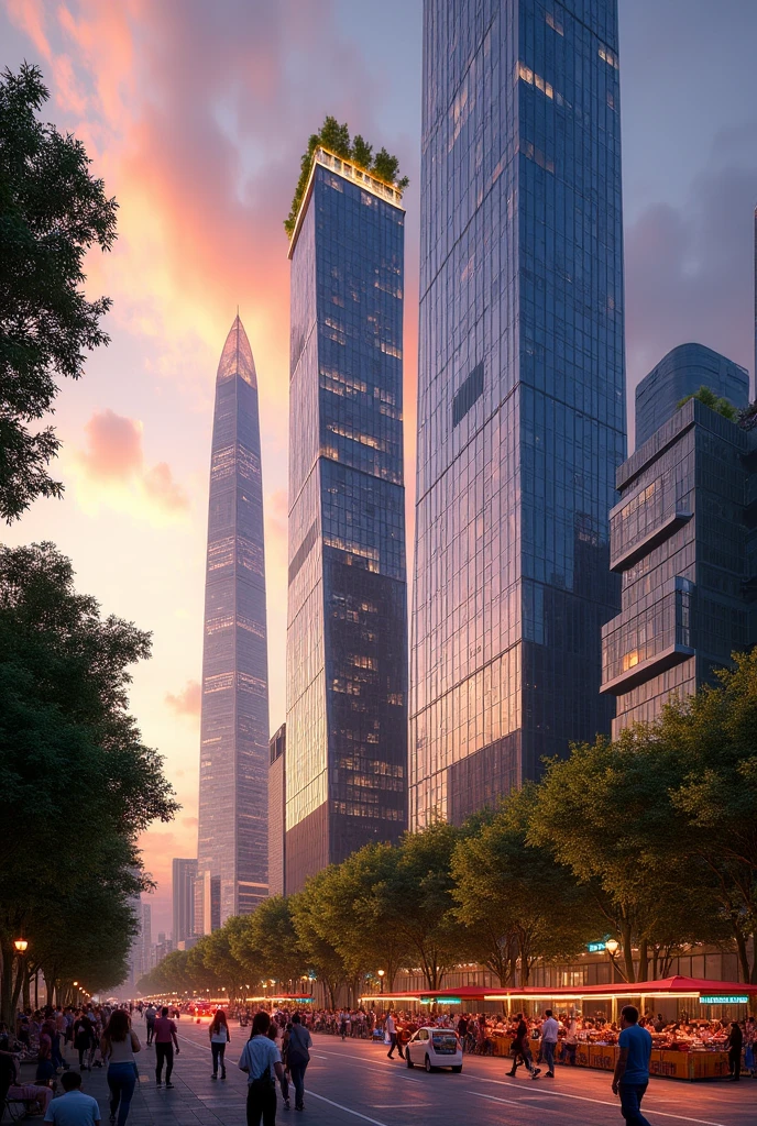 Buildings with glass