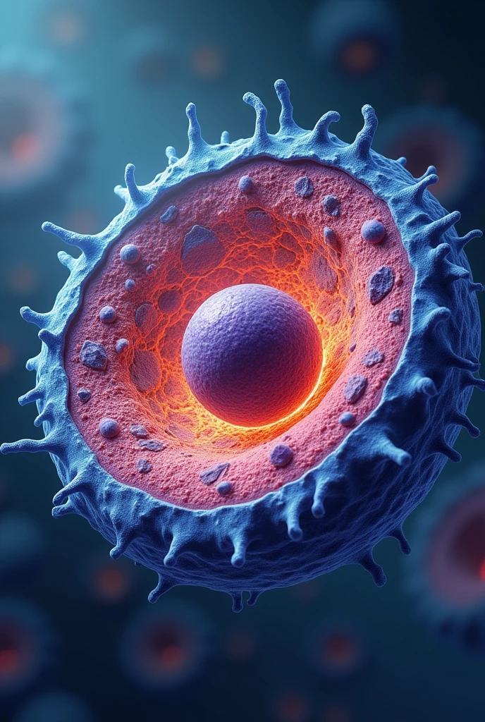 Image of the cell nucleus structure for a card game with the following dimensions: 8'7 tall and 5'7 wide