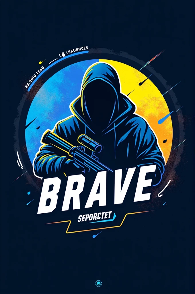Valorant Esport team logo, round, blue and yellow, "brave", former CSGO player