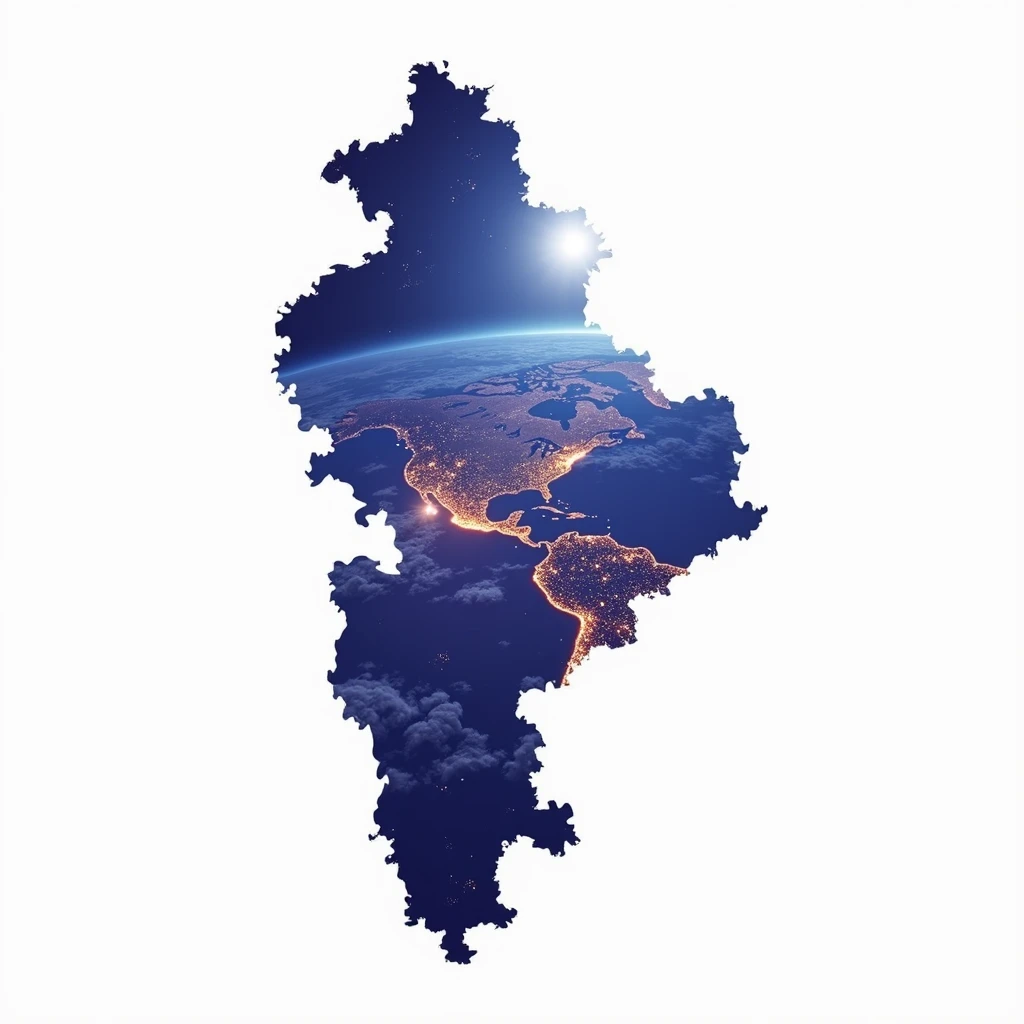View from space illuminated by lights
