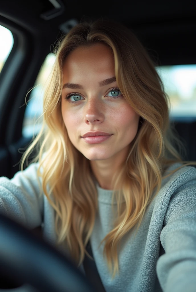 Belle fille européenne aux yeux bleus et aux cheveux blonds, dans une voiture mercedes gla, selfie, ultra Haute résolution, (photoréaliste: 1.4), Haute résolution , (finely détaillé skin), (yeux bleus), (Des proportions parfaites) (Photos réalistes) (chef-d'œuvre) (photoréaliste), ultraréaliste (meilleure qualité) (détaillé) Photographié avec un Canon EOS R5, objectif 50 mm, F/2.8, (8k) (fond d'écran) (Éclairage cinématographique) (éclairage dramatique) (complexe) mode. avec un visage réaliste.