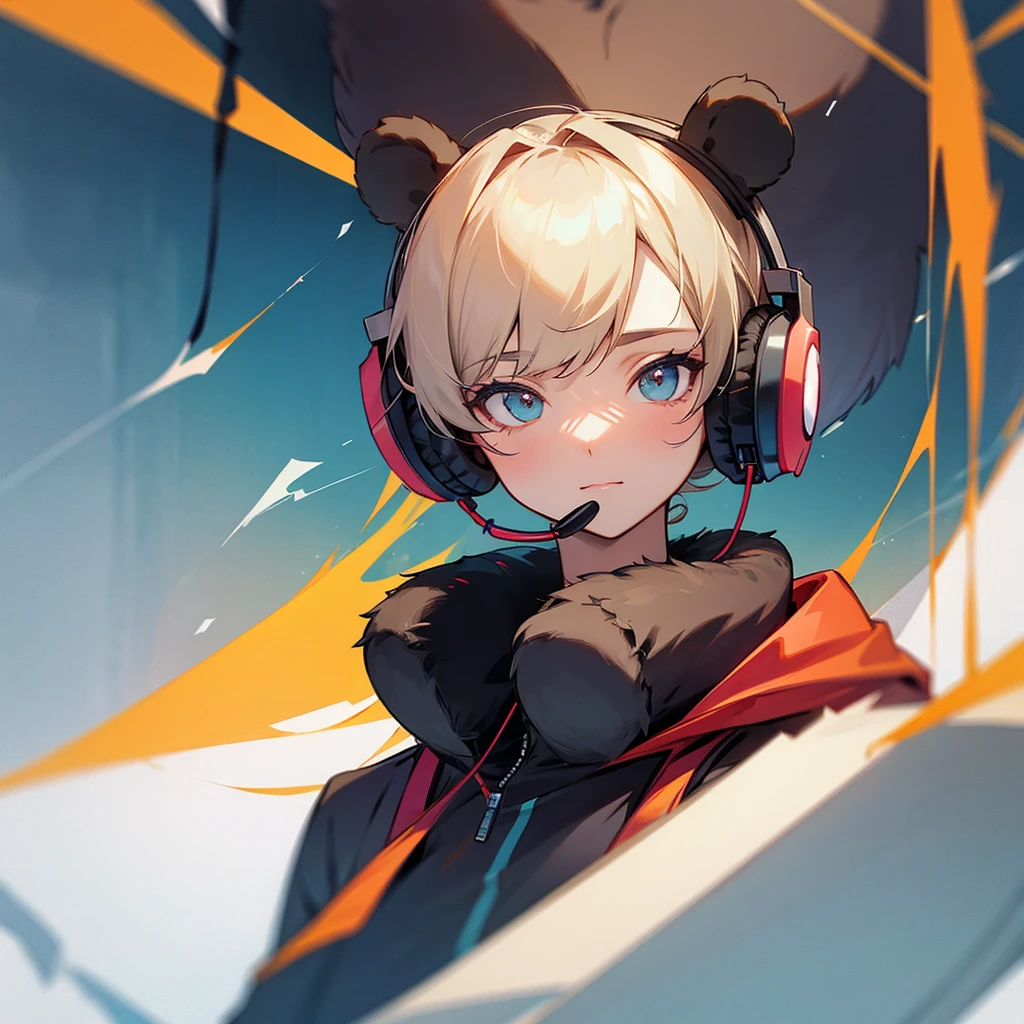 Bear wearing headphones