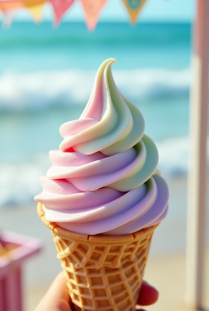 Create a pastel-colored ice cream ball with a cone