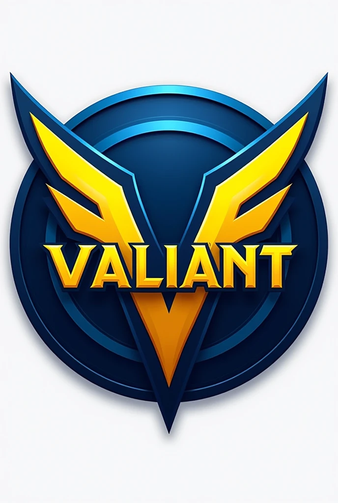 Valorant Esport team logo, in a circle, with blue and yellow colors, the team name is "valiant", with transparent image background