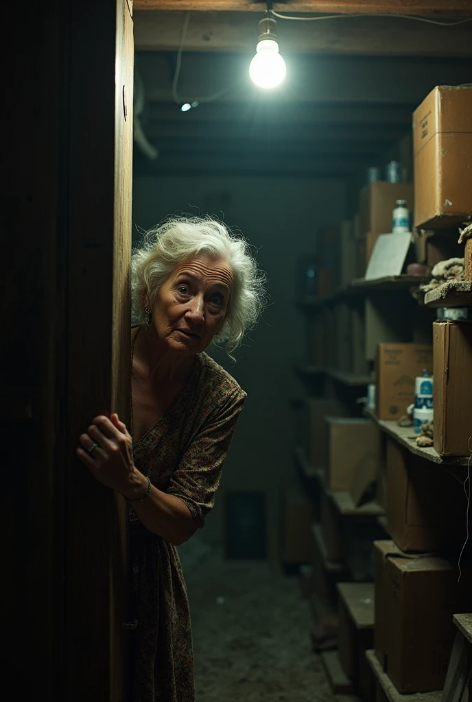 An old lady being scared