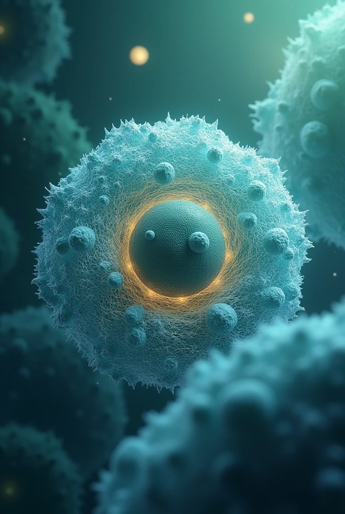 Image of the cell nucleus with the following measurements: 8'7 high and 5'7 wide
