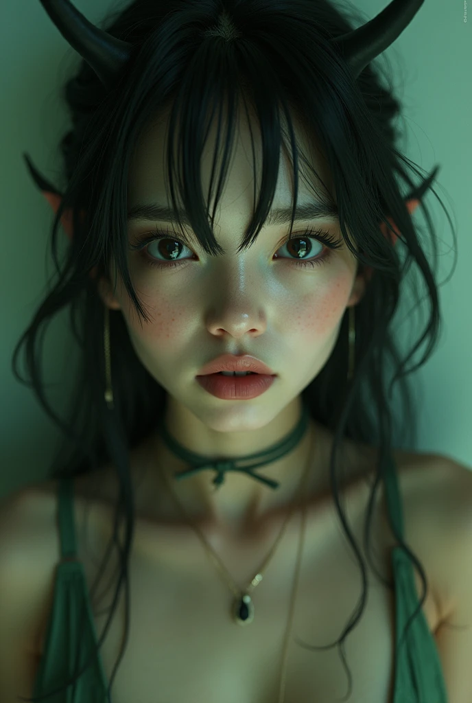 KShinobuV4,1girl, shot on leica, medium, shot, small breast, dark green hair, best quality, intricate details, masterpiece, best quality, 8k, detailed skin texture, detailed cloth texture, beautiful detailed face, ultra detailed, , looking_at_viewer, Best quality, masterpiece, ultra high res, (photorealistic:1.4), raw photo, 1girl, in the dark, deep shadow, low key, cold light