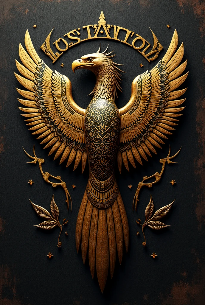 I want a logo for a Peruvian cultural group called 'los auquis' based on a golden and black warrior condor. 