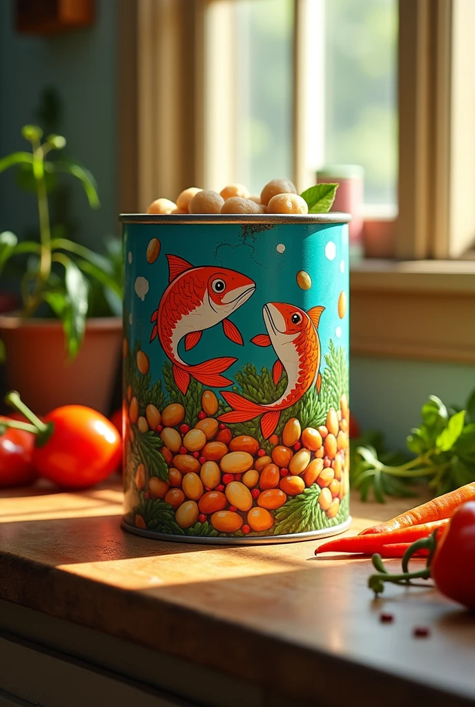 can of fish-stuffed beans


