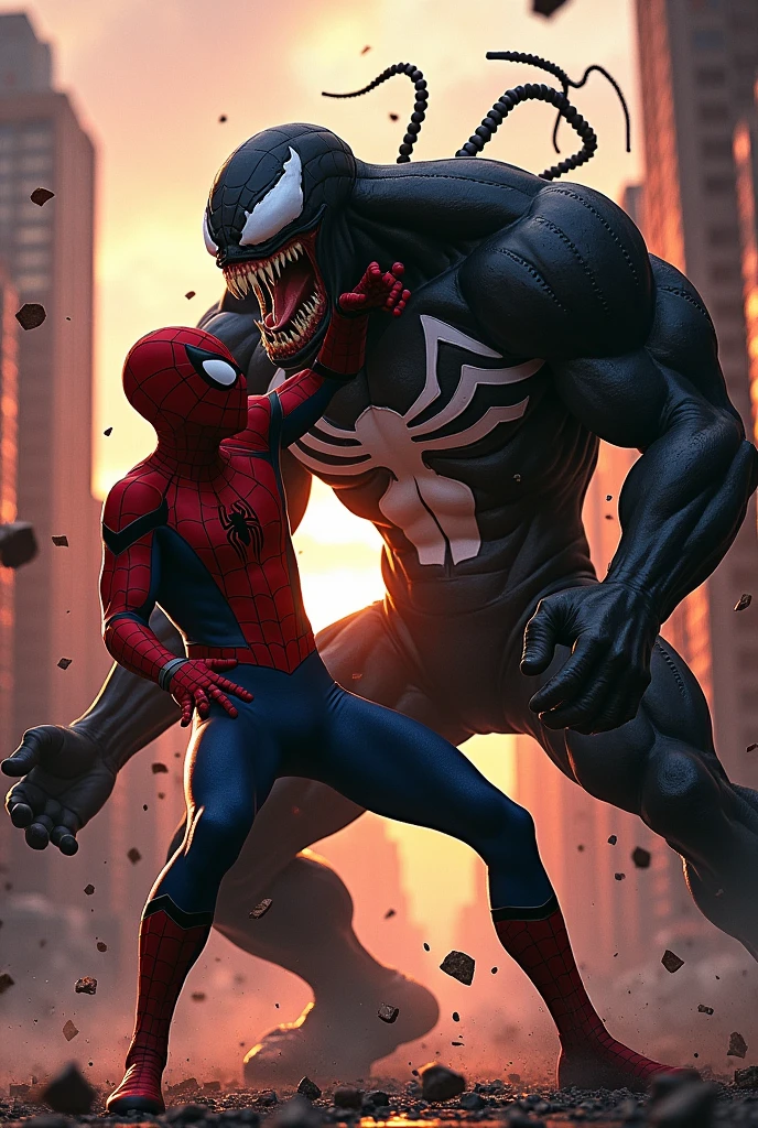 Venom qui se fait frappe par Spider man