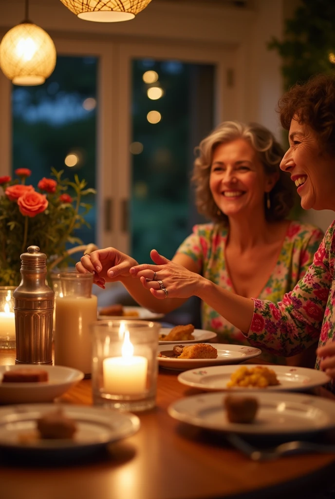 Person passing a salt shaker to another person at a dinner 