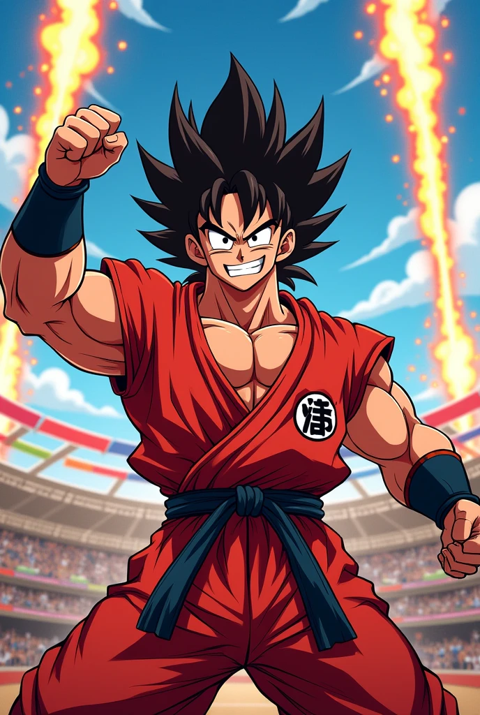 Gabriel attal as mr satan from the dragon ball Z anime