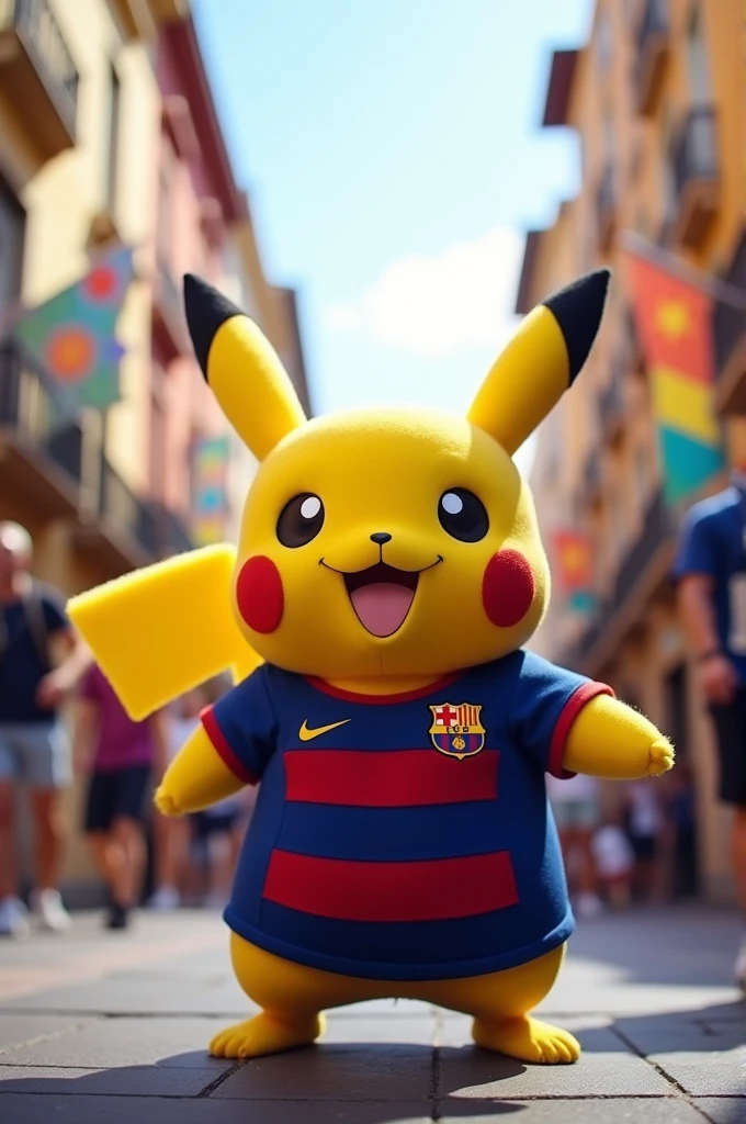 Pikachu with the current Barcelona jersey