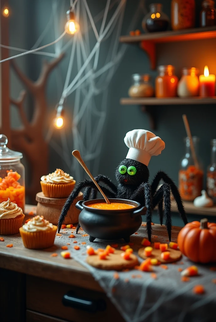 You can make a black cooking spider that makes Halloween food 