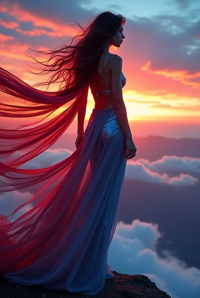 red blue with sexy girl and ware angel wind