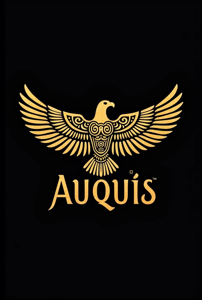 Create a logo for a Peruvian cultural group called 'Los Auquis' based on a silhouette of a warrior condor in gold and black. 